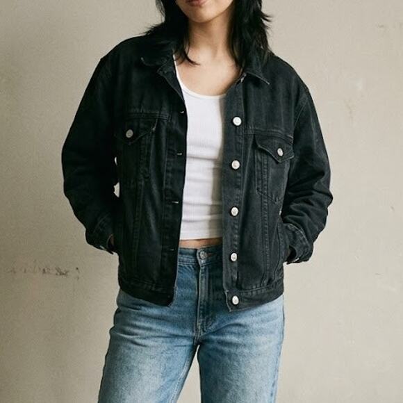 Jordache Jackets & Blazers - Jordache Vintage 90s Black Denim Trucker Jacket Oversized Women's Medium
